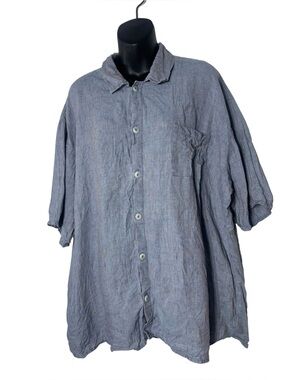 Flax men’s large 100% linen button up top short sleeve capsule sustainable